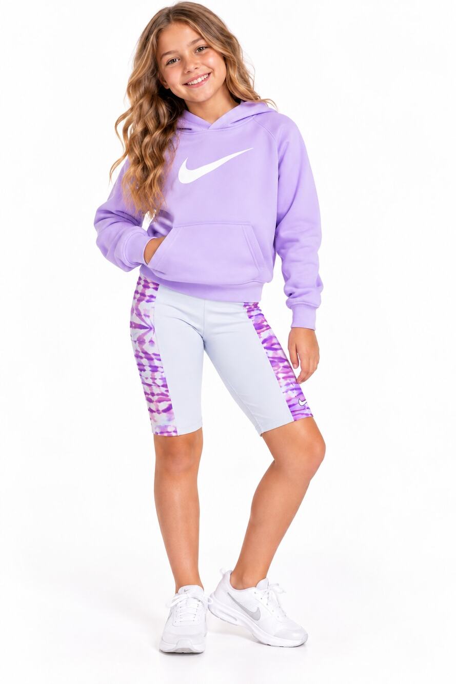Nike Girls Trophy Dri-FIT Bike Shorts Large Purple Tie Dye Athletic NWT